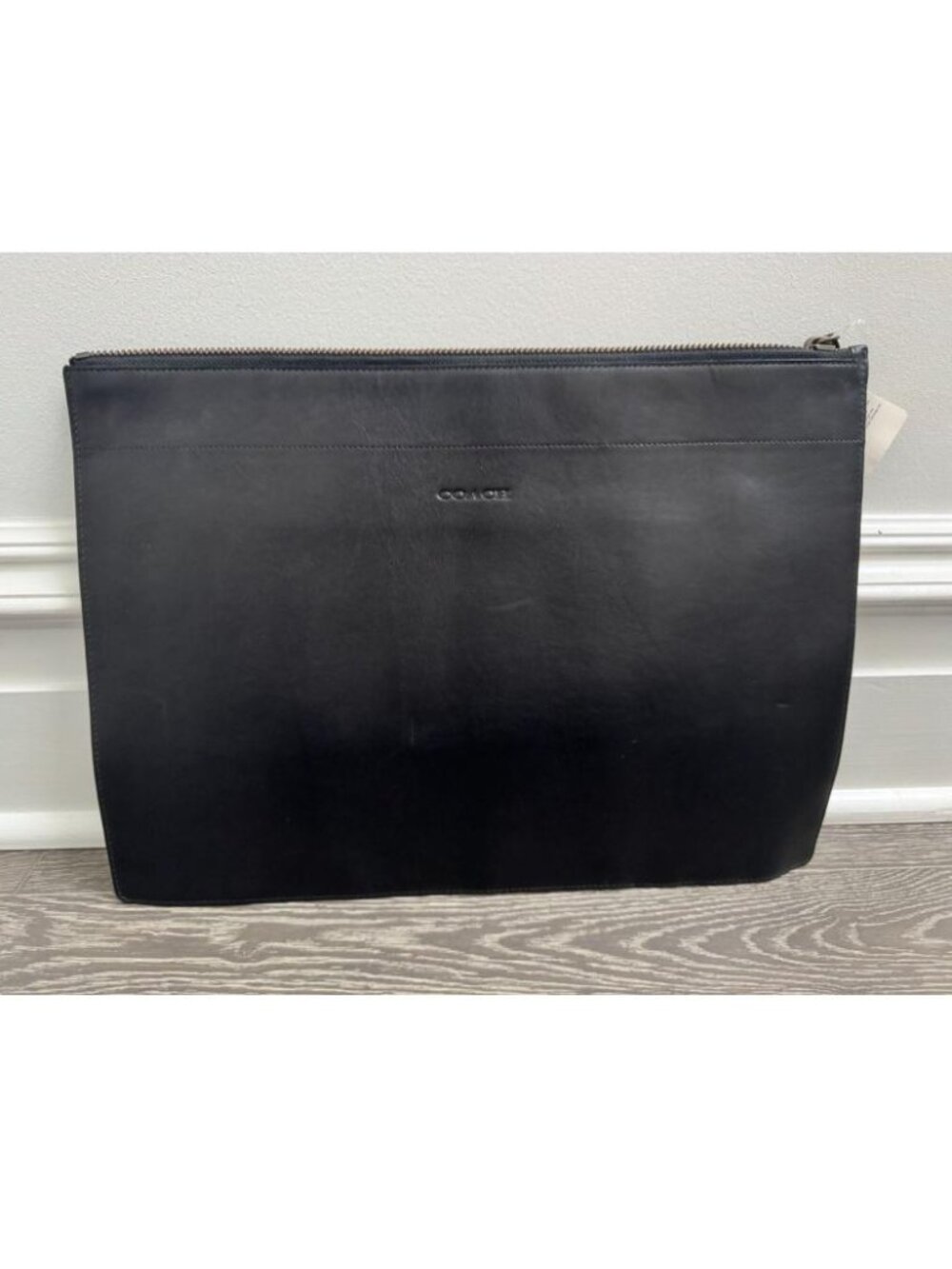 Coach Black Leather Zip Portfolio – Style 61084